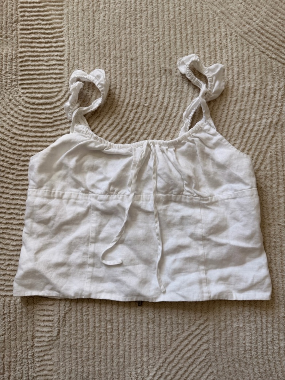 Aritiza Wilfred White Linen Tie-Front Camisole